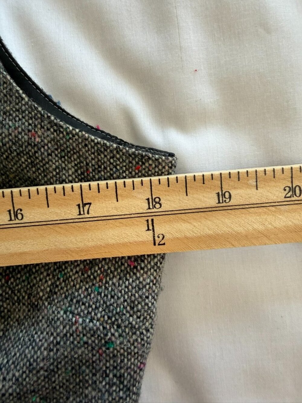 Vintage 90s Esprit Wool Blend Tweed Button Front Jumper Maxi Dress Size L - Picture 5 of 9